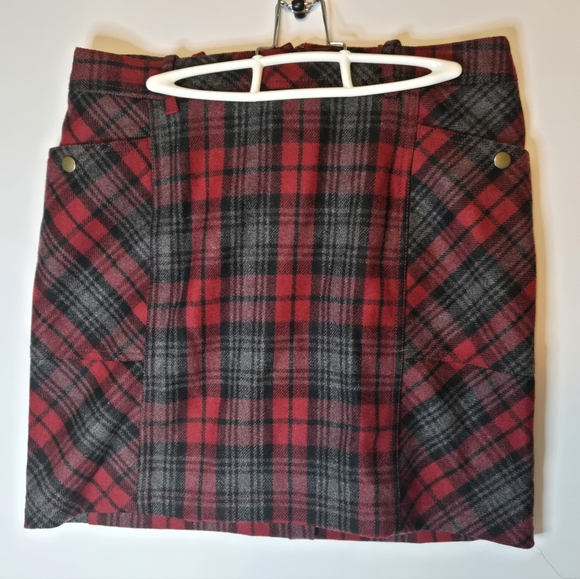 Eddie Bauer Skirt Size 6 Wool Blend Plaid Zip Back Academia Preppy - Picture 1 of 14